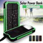 2 In 1 LED 300000mAh Waterproof Solar Charger Power Bank Portable Dual USB Ports Battery for Outdoor